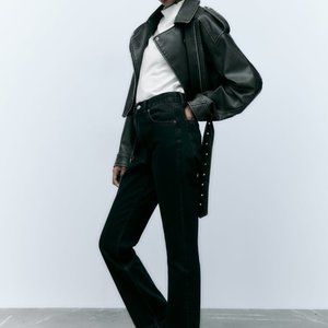 Zara TRF Straight Jeans, Black, Size 6